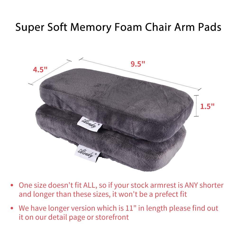 Aloudy Ergonomic Memory Foam Office Chair Armrest Pads, Comfy Gaming Chair Arm Rest Covers for Elbows and Forearms Pressure Relief(Set of 2) (Gray)