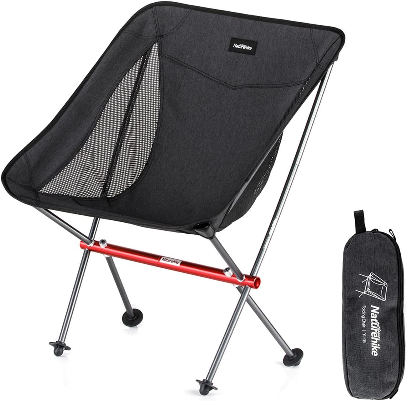 Ultralight Black and Silver Aluminum Folding Camping Chair