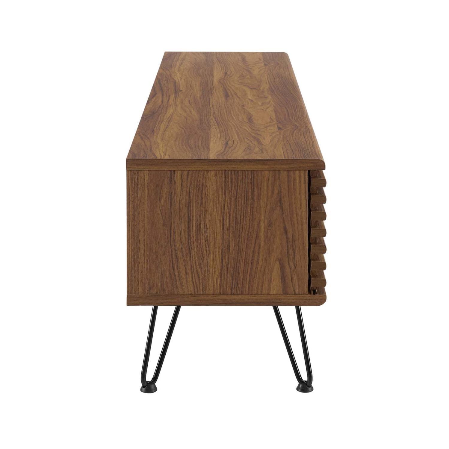 59" Render TV Stand for TVs up to 70" Walnut - Modway: Modern Media Console with Open Shelves & Metal Hardware