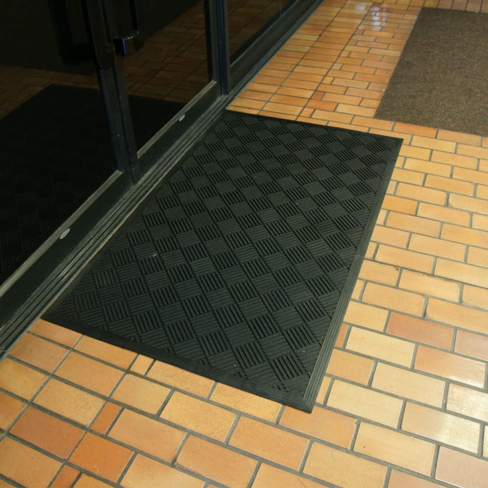 Rubber-Cal "Dura-Scraper Checkered" Entrance Mat - Black