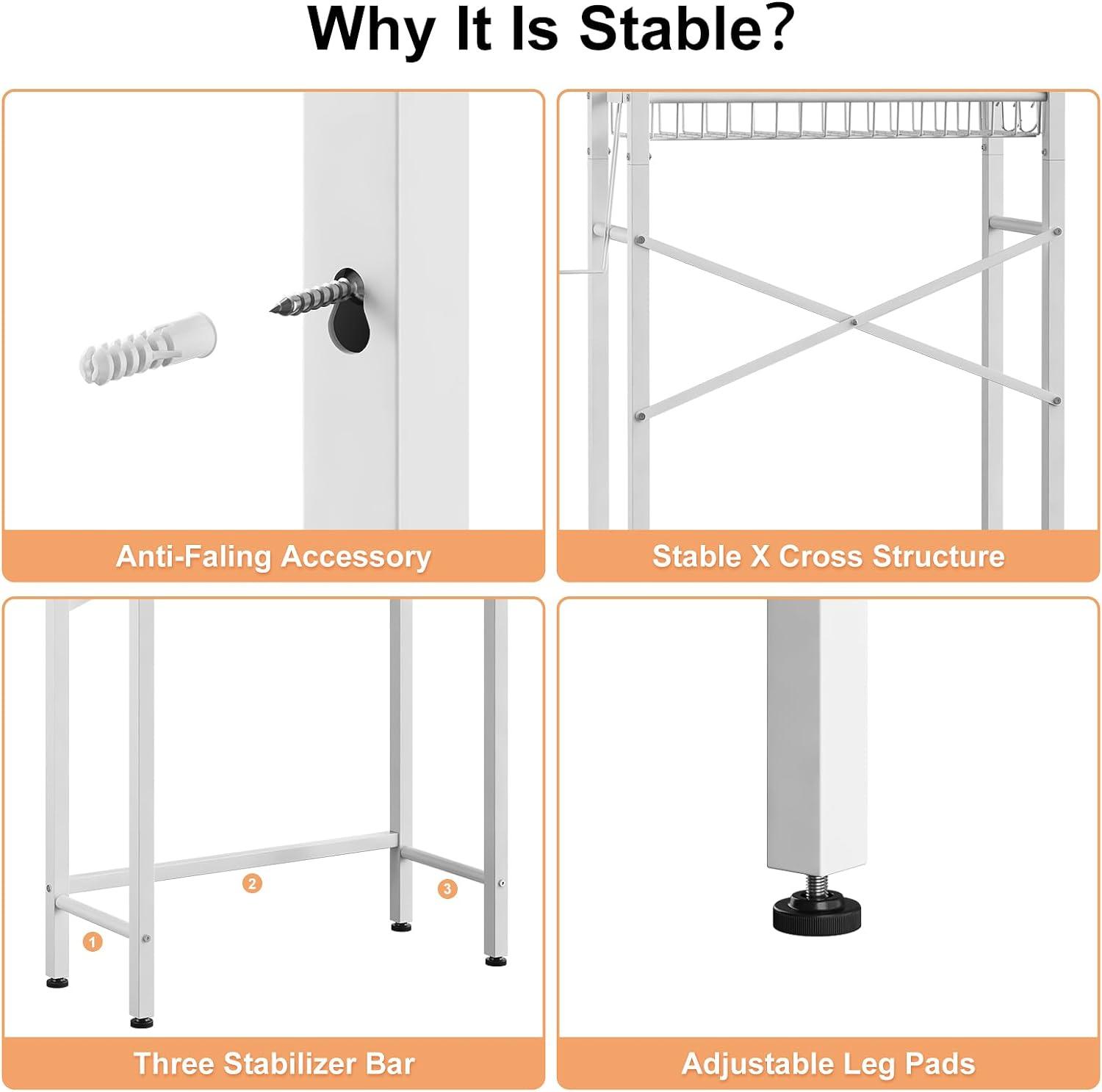 4-Tier Bathroom Organizer Shelf Over Toilet with Adjustable Shelf and Basket