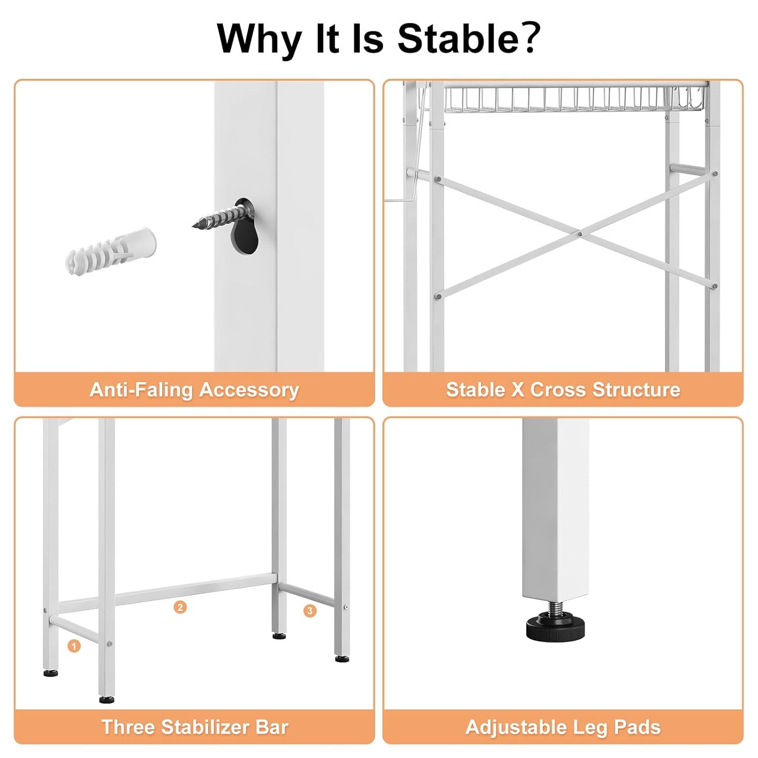 4-Tier Bathroom Organizer Shelf Over Toilet with Adjustable Shelf and Basket
