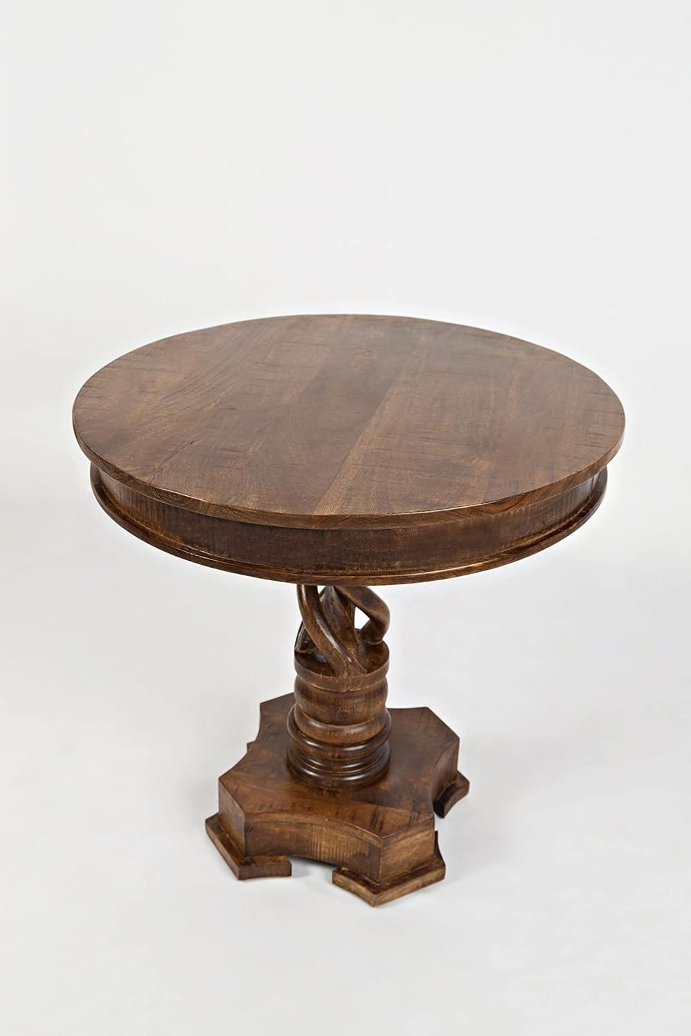 Jofran, Global Archive Hand Carved Solid Mango Wood Pedestal Table