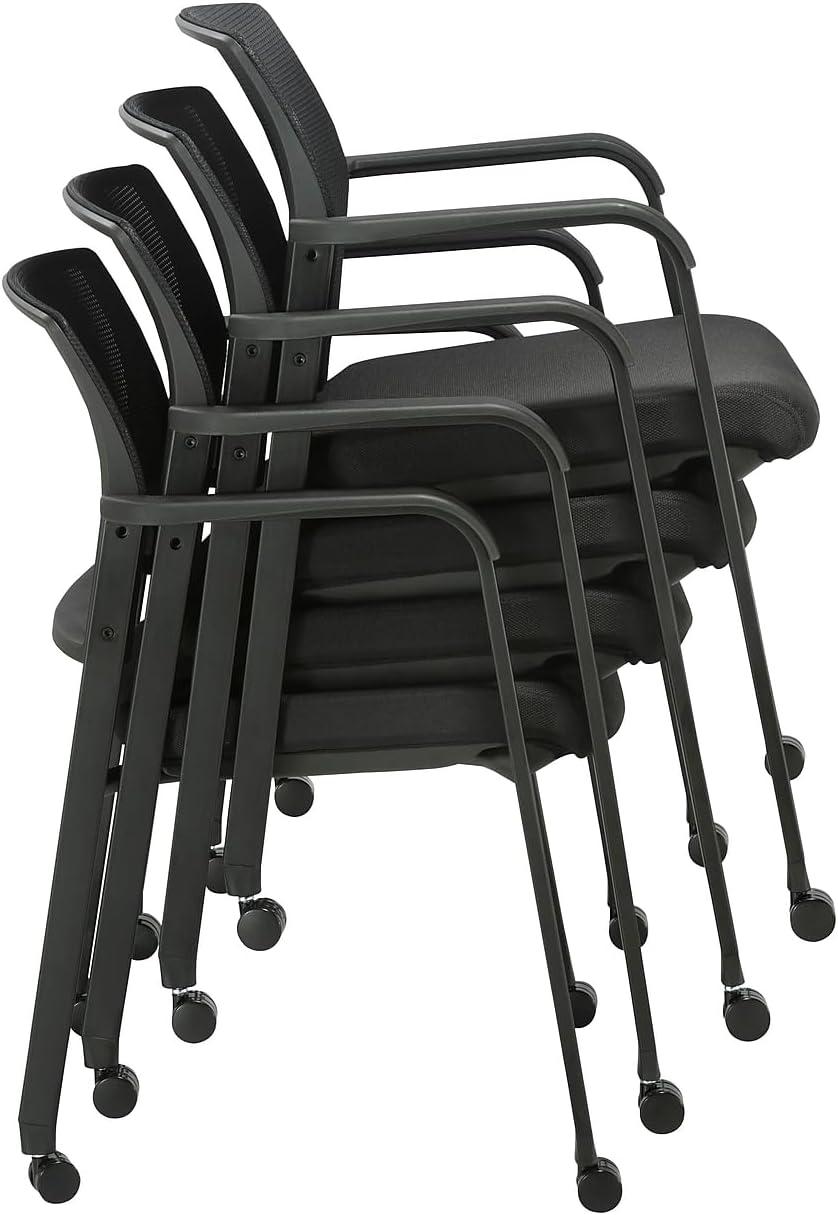 Esler Black Mesh and Fabric Stacking Visitor Chair