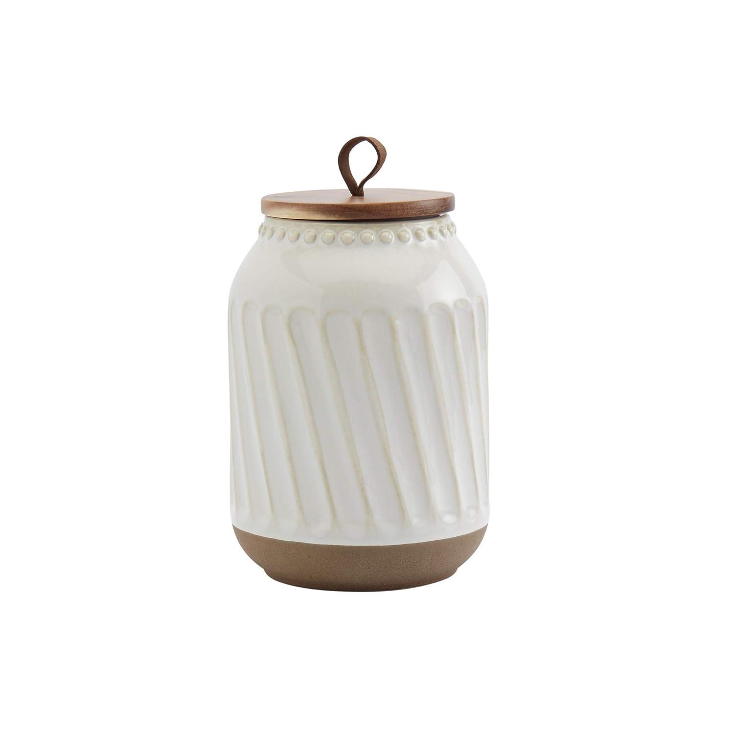 Tabletops Gallery On the Counter 3PC Ziggy Canisters With Acacia Wood Lid