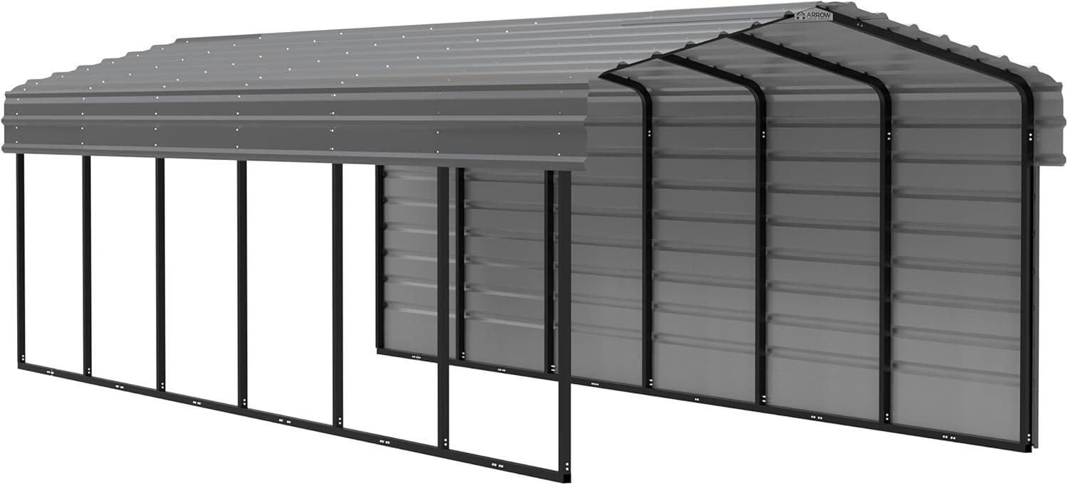 Arrow Arrow Steel Carport with 1 Side Wall Kit 10X29X7