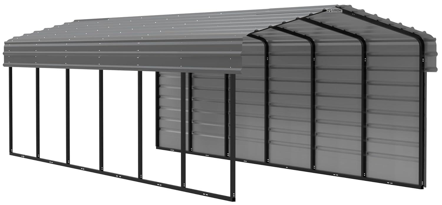 Arrow Arrow Steel Carport with 1 Side Wall Kit 10X29X7