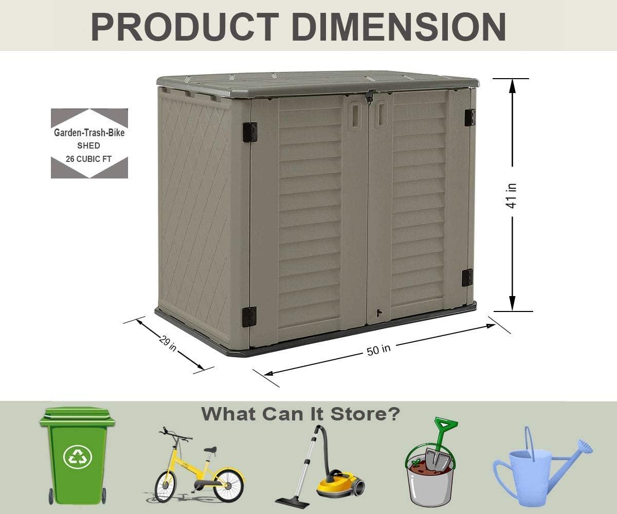 ADDOK 34 Cu.ft Outdoor Storage Shed, Horizontal Storage Unit Weather Resistance, Thick HDPE Resin Storage Cabinet for Backyards, Patio, Garden(White)