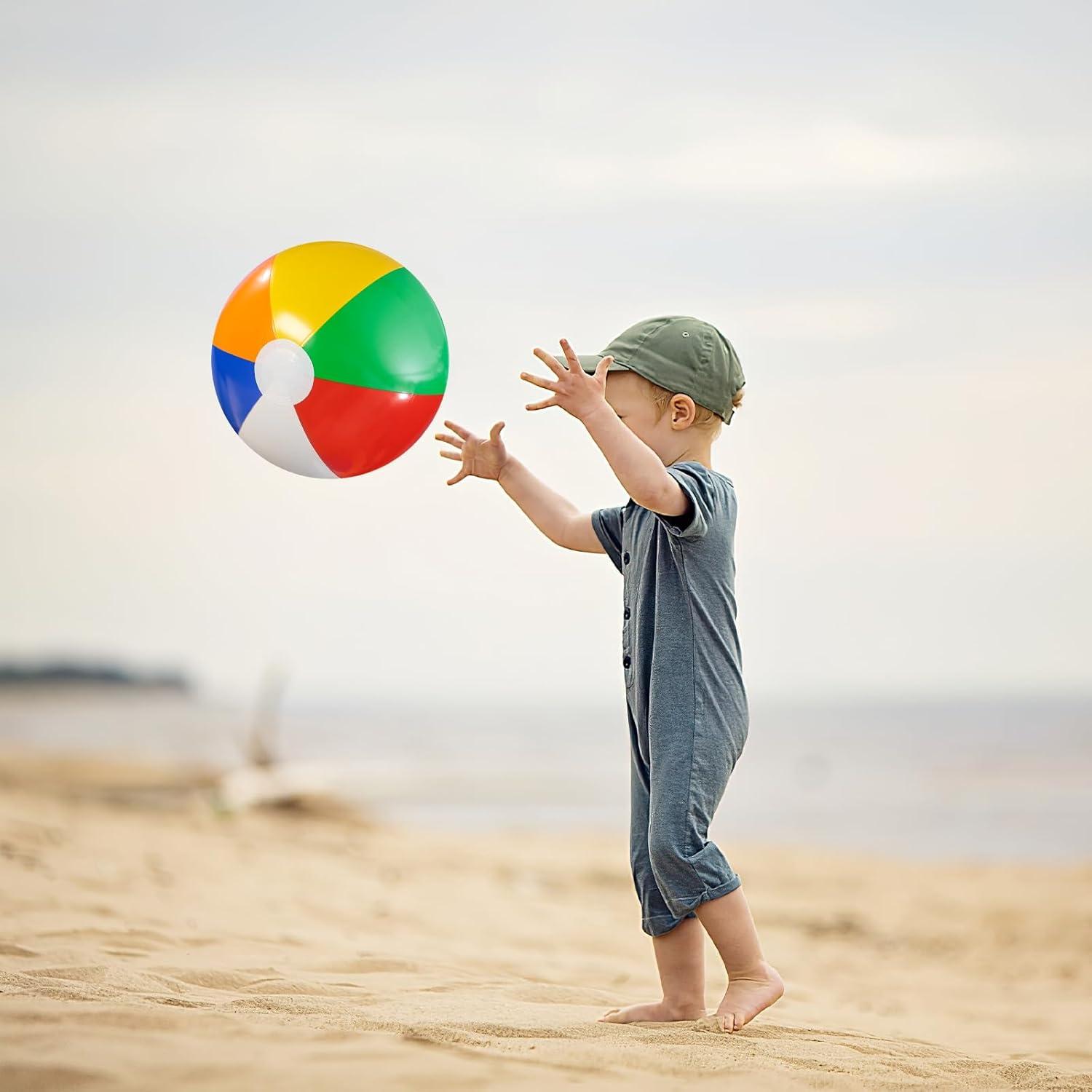 12" Mini Beach Balls Bulk (12 Pack) Summer Party Favors for Kids, Pool Toys