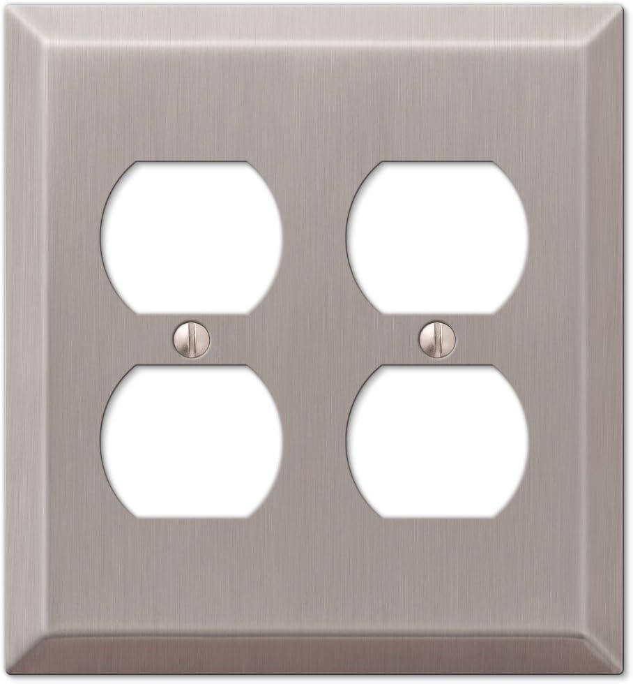 Amerelle Century Brushed Nickel 2 gang Stamped Steel Duplex Wall Plate 1 pk