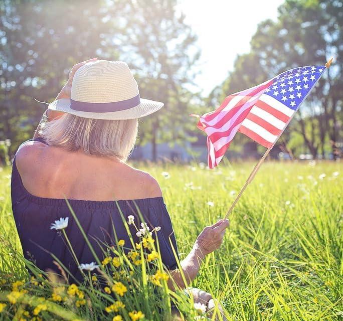 12 Pcs 12x18 Inch American Flags on Stick - Perfect for Memorial Day, 4th of July, Veterans Day Decorations USA Stick Flag with Handheld and Grounded Multi-Purpose Flagpole|Flagsticks USA 12 inch x 18