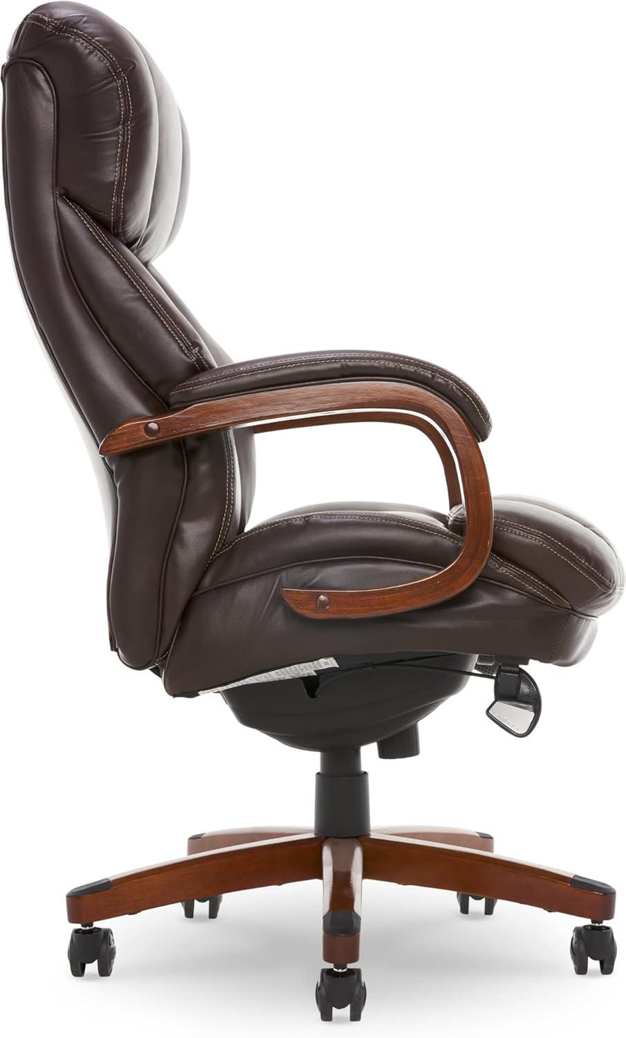 Brown Leather High Back Executive Swivel Chair with Fixed Arms