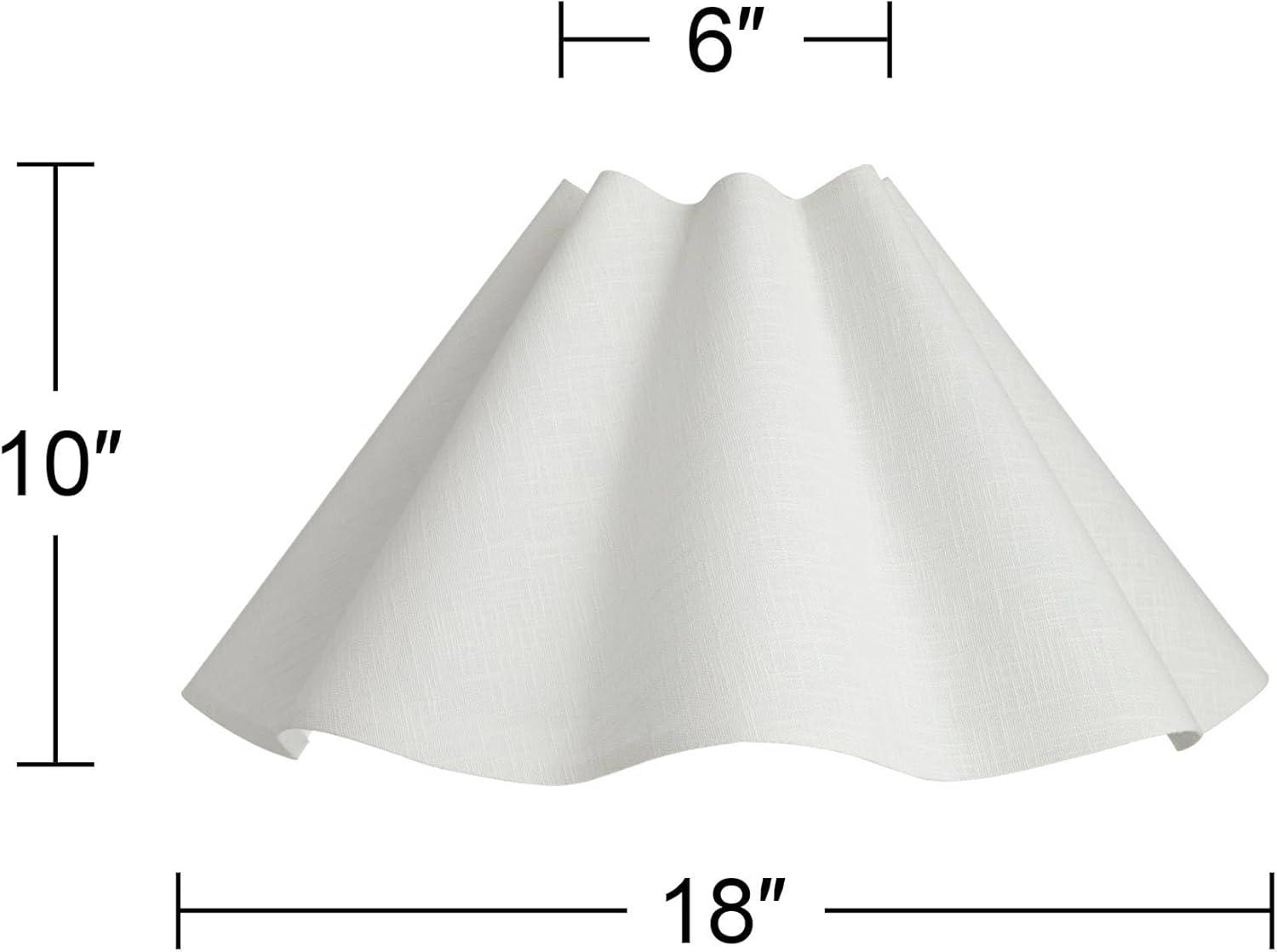 Springcrest 6" Top x 18" Bottom x 10" High x 10" Slant Lamp Shade Replacement Large White Wave Empire Modern Linen Fabric Spider Harp Finial