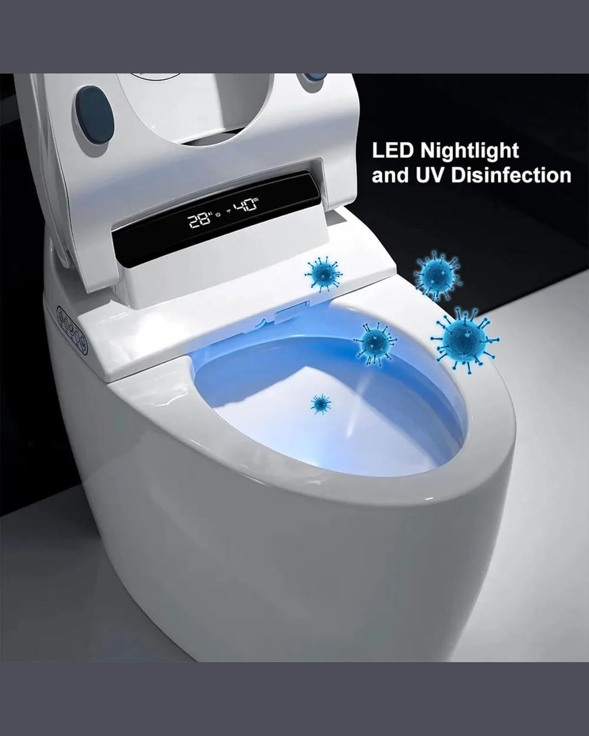 White Elongated Smart Toilet with Heated Seat and Bidet