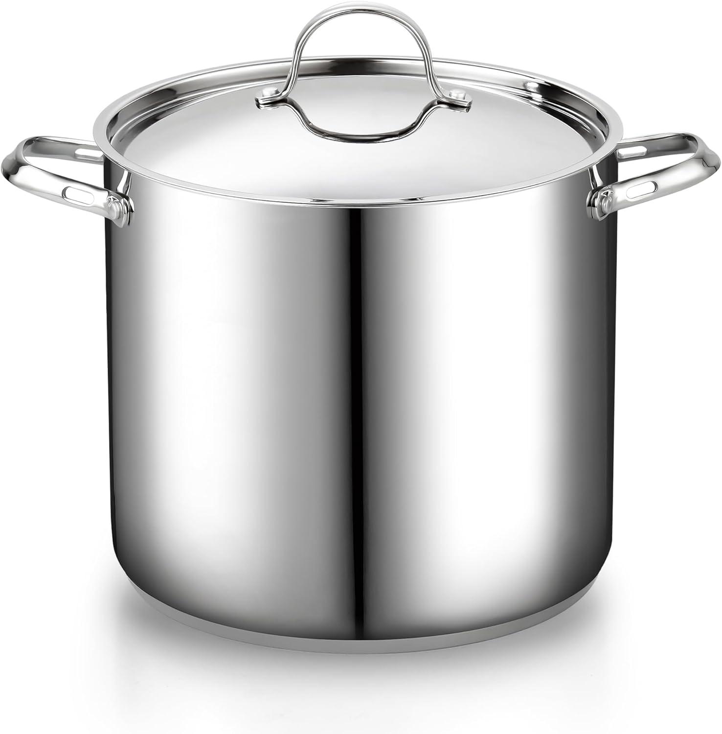 Cooks Standard 18/10 Stainless Steel Stockpot 24-Quart, Classic Deep Cooking Pot Canning Cookware with Stainless Steel Lid, Silver