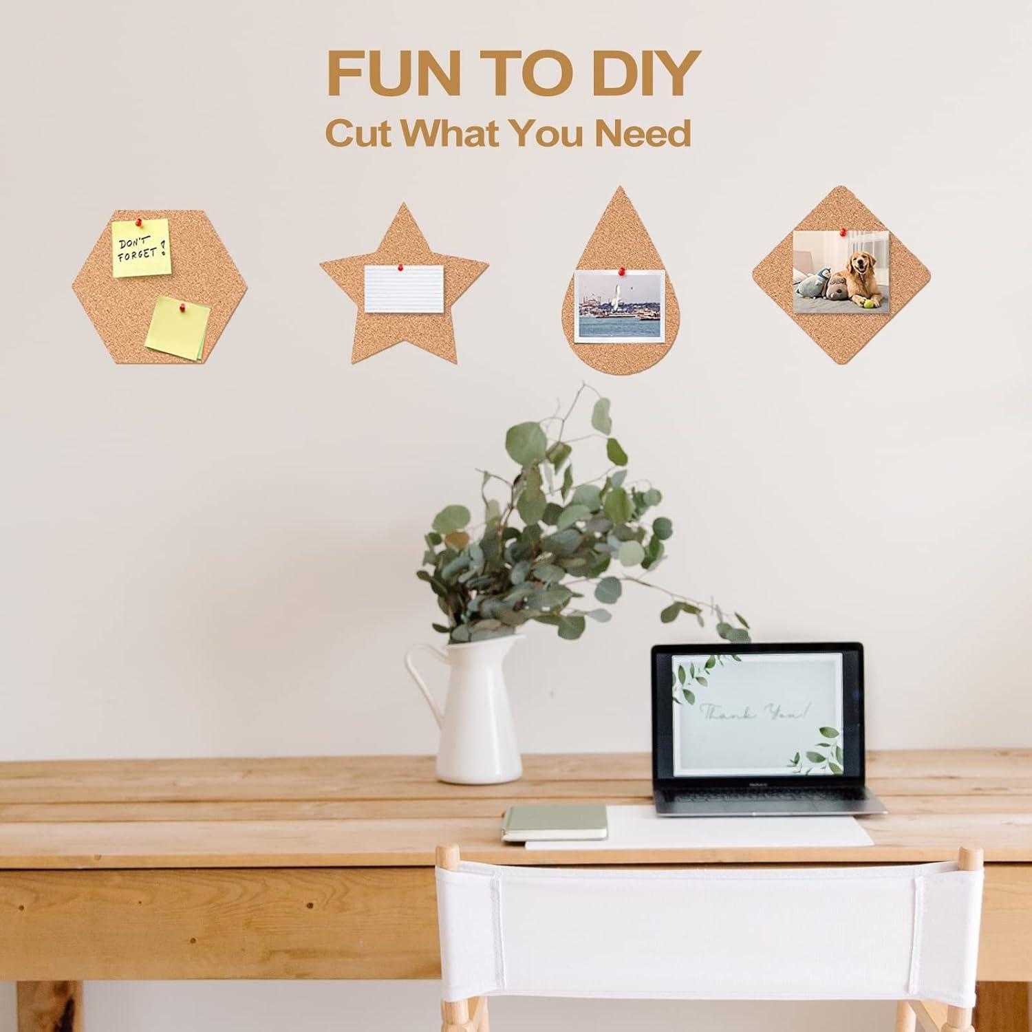 Self-Adhesive Cork Board Roll, 1/8" Thick Cork Boards for Walls, 20"x16" Cork Board Roll for Office, Home, School(3mm,40 * 50cm)