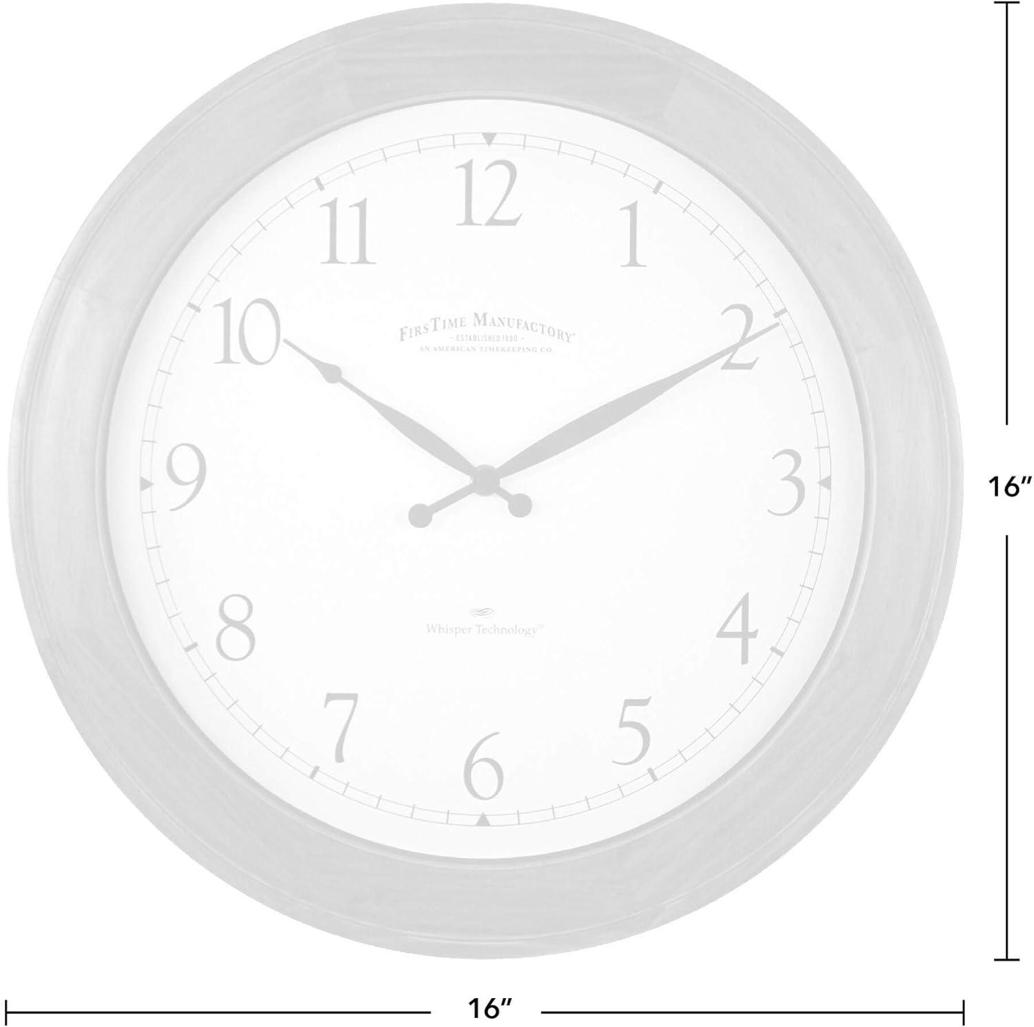 Walnut Round Whisper Technology Wall Clock, 16-inch