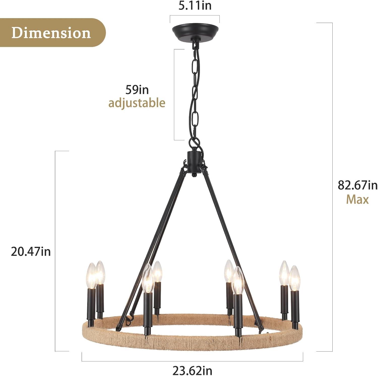 8 - Light Dimmable Wagon Wheel Chandelier