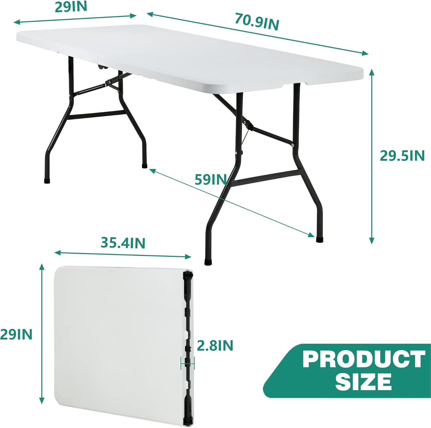 FDW Camping Table Plastic Picnic Table Office Table for Parties Wedding Camping Office with Carrying Handle