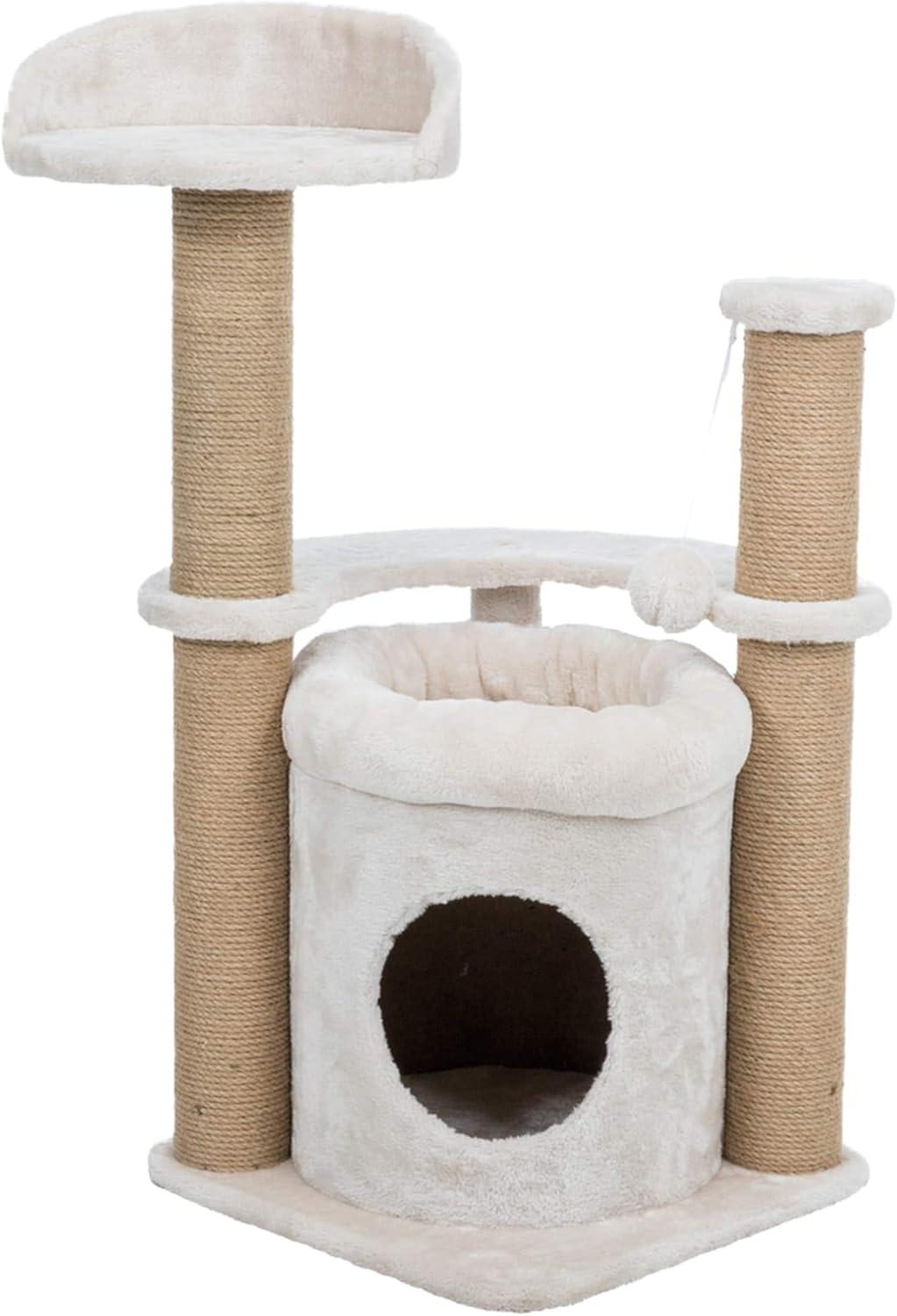 TRIXIE TRIXIE Nayra 32.7" Cat Tree, 3-Level Cat Scratcher, Plush Covered Cat Condo Removable Bed, Platform & Perch