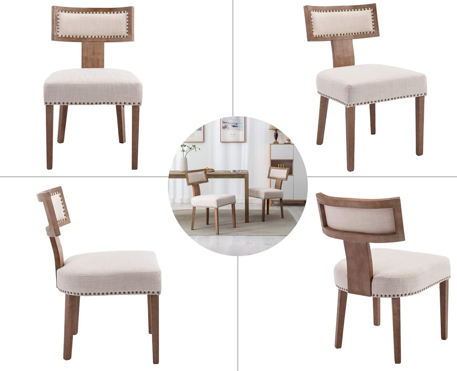 Loon Peak® Mid Century Modern Dining Chairs Set Of 2, Farmhouse PU Leather Upholstered Accent Chair Curved Backrest Kitchen Chairs With Hardwood Frame (Set of 2)