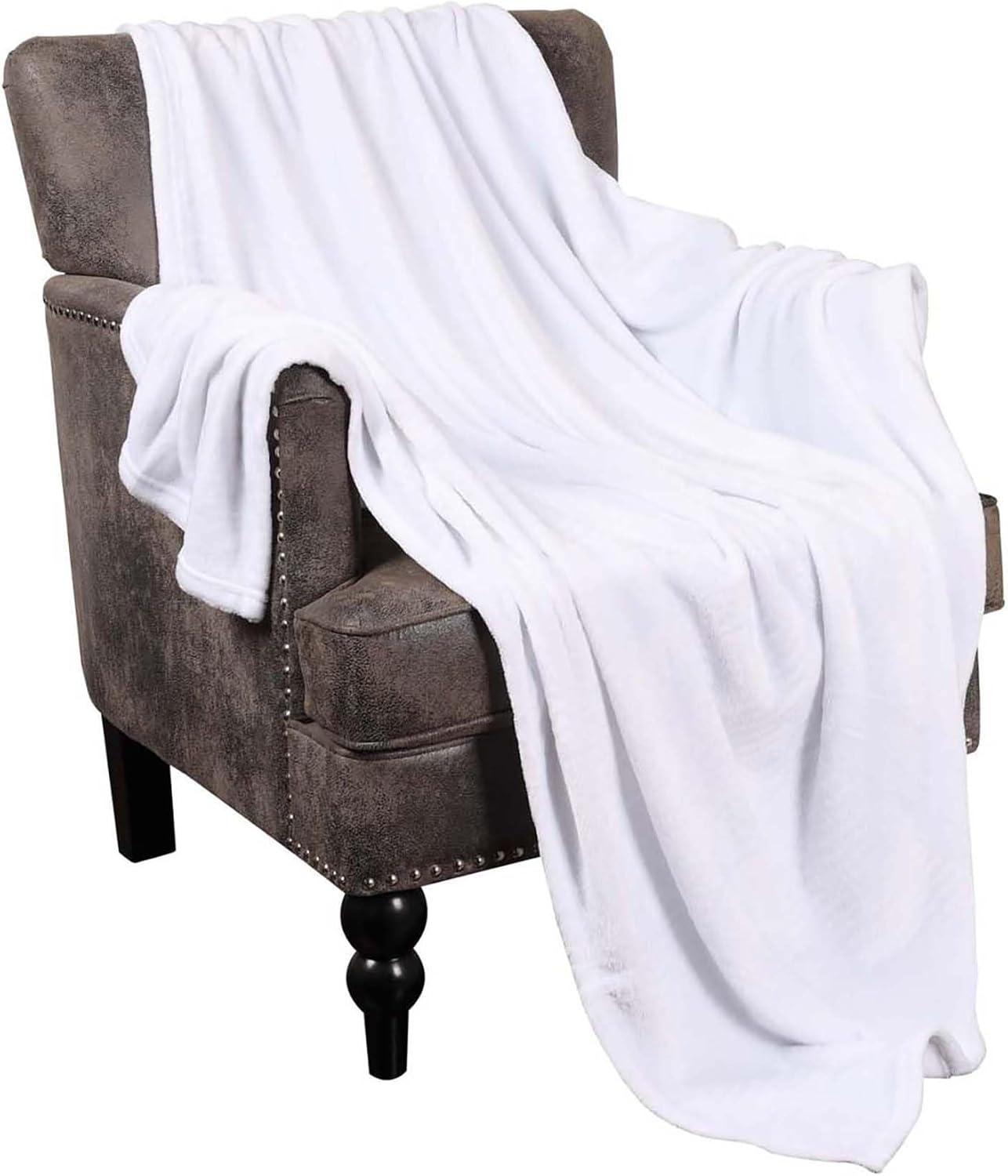 Superior Fleece Plush Fluffy Soft Blanket, Solid White, Throw