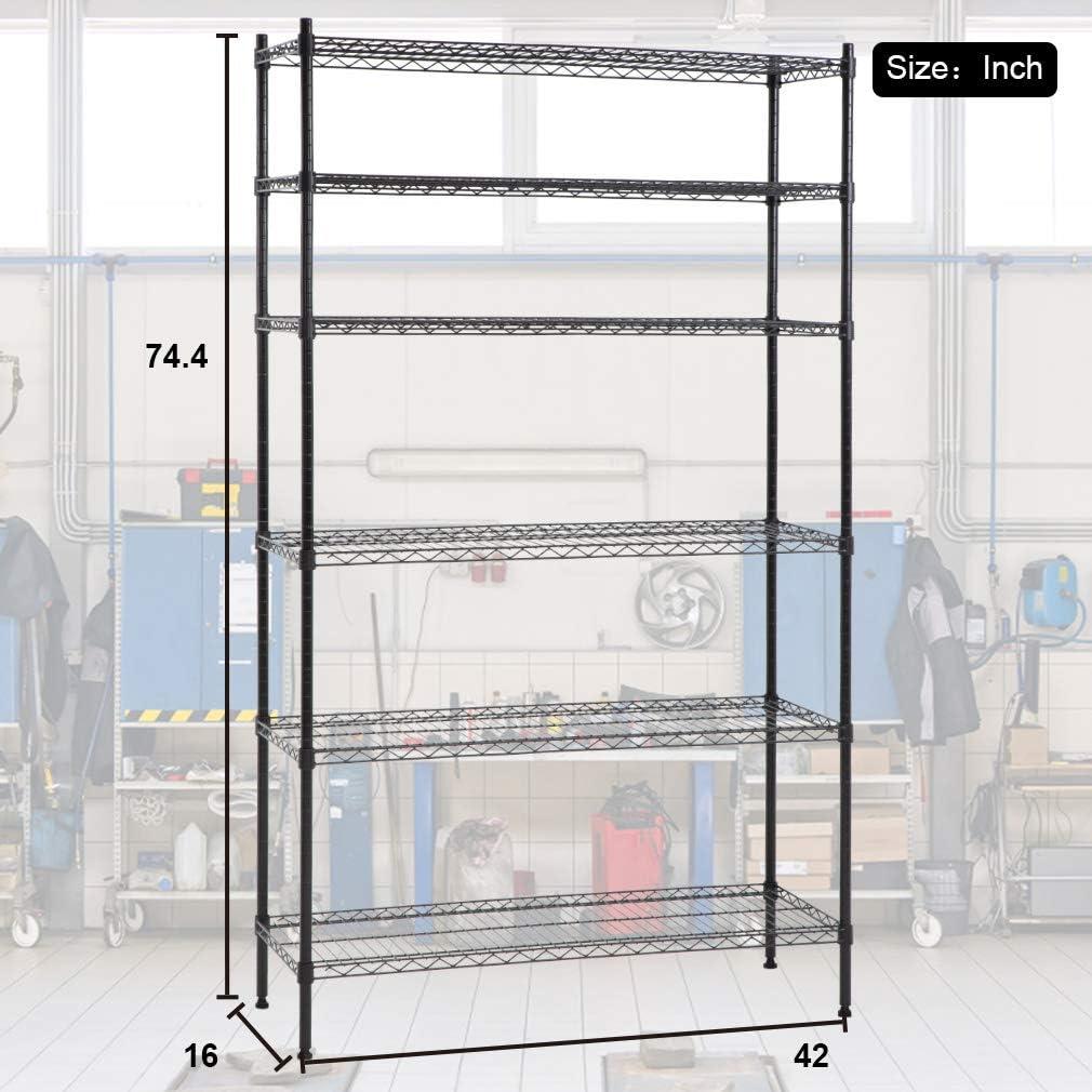 FDW Wire Shelving Unit Heavy Duty Storage Rack Metal Shelf Garage Organizer Wire Rack,Black