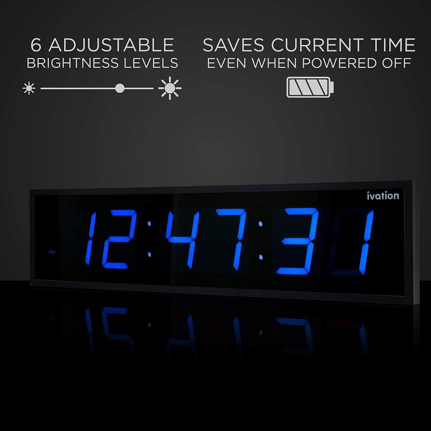 Ivation 24 in. Large Digital Wall Clock, LED Digital Clock with Timer and Alarm