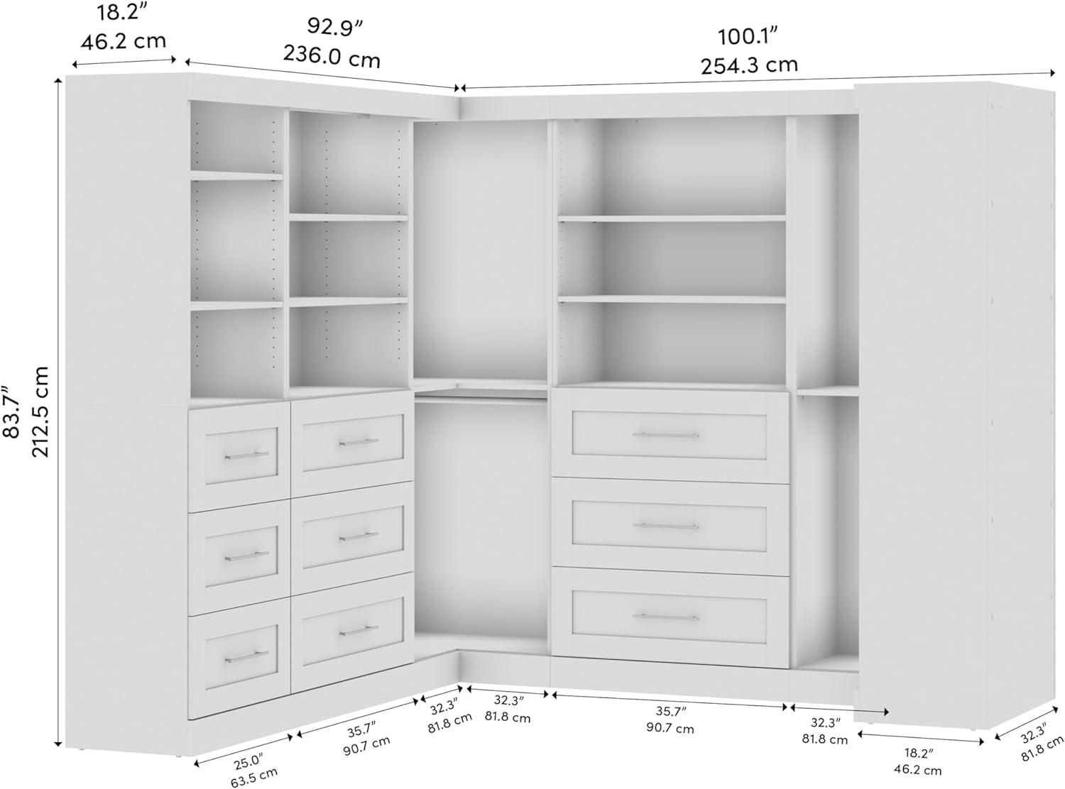 Bestar Pur 161W Walk-In Closet Organizer System in Bark Gray - Engineered Wood