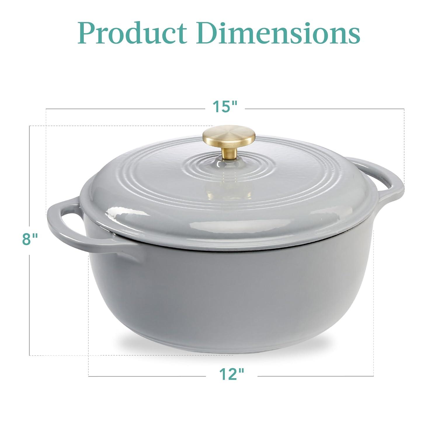 Enamel Cast-Iron Dutch Oven, Heavy-Duty Cookware w/ Dual Handles, Lid