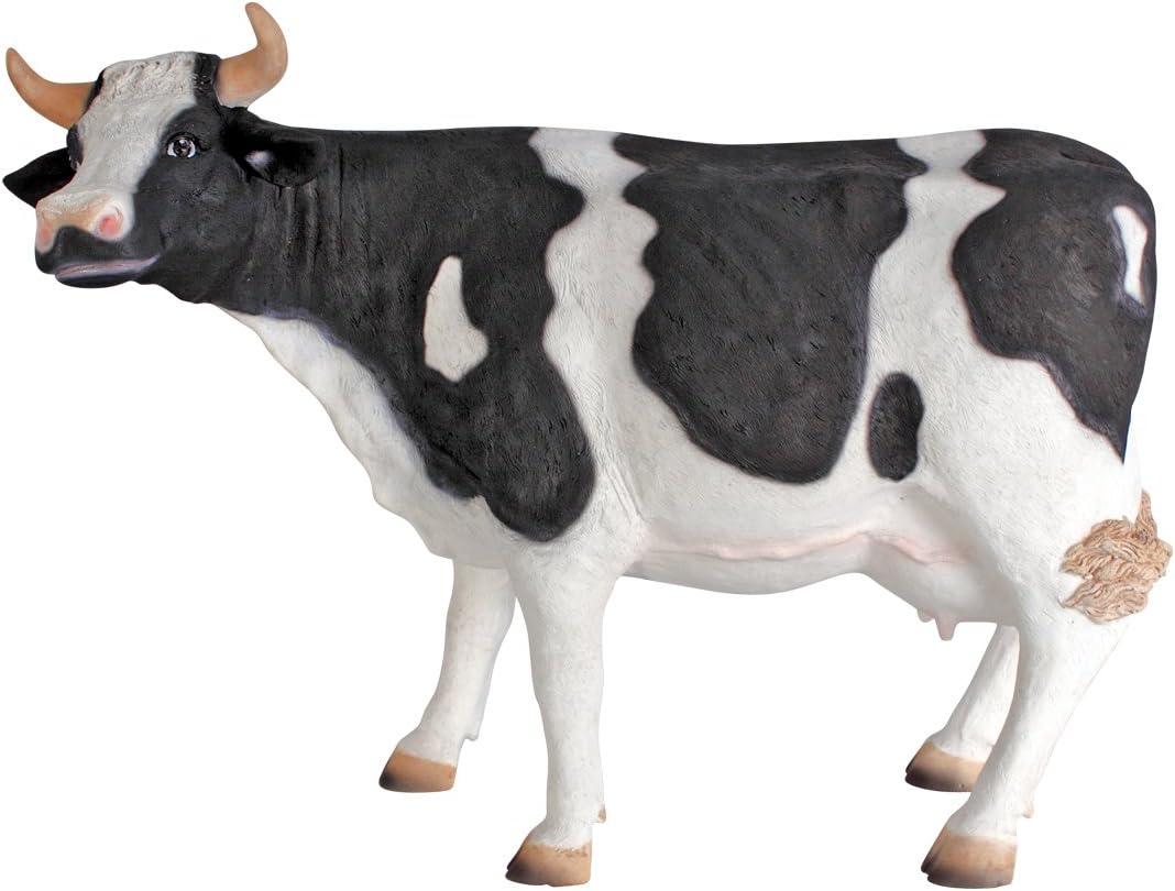 Large Black and White Painted Resin Cow Statue