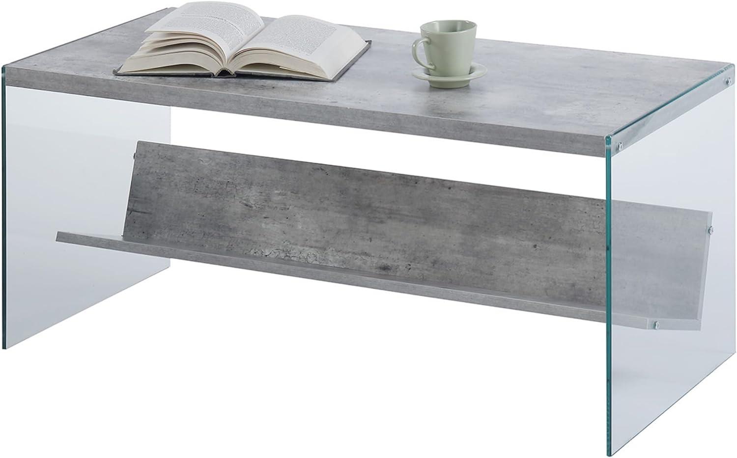 Modern Faux Birch and Glass Rectangular Coffee Table