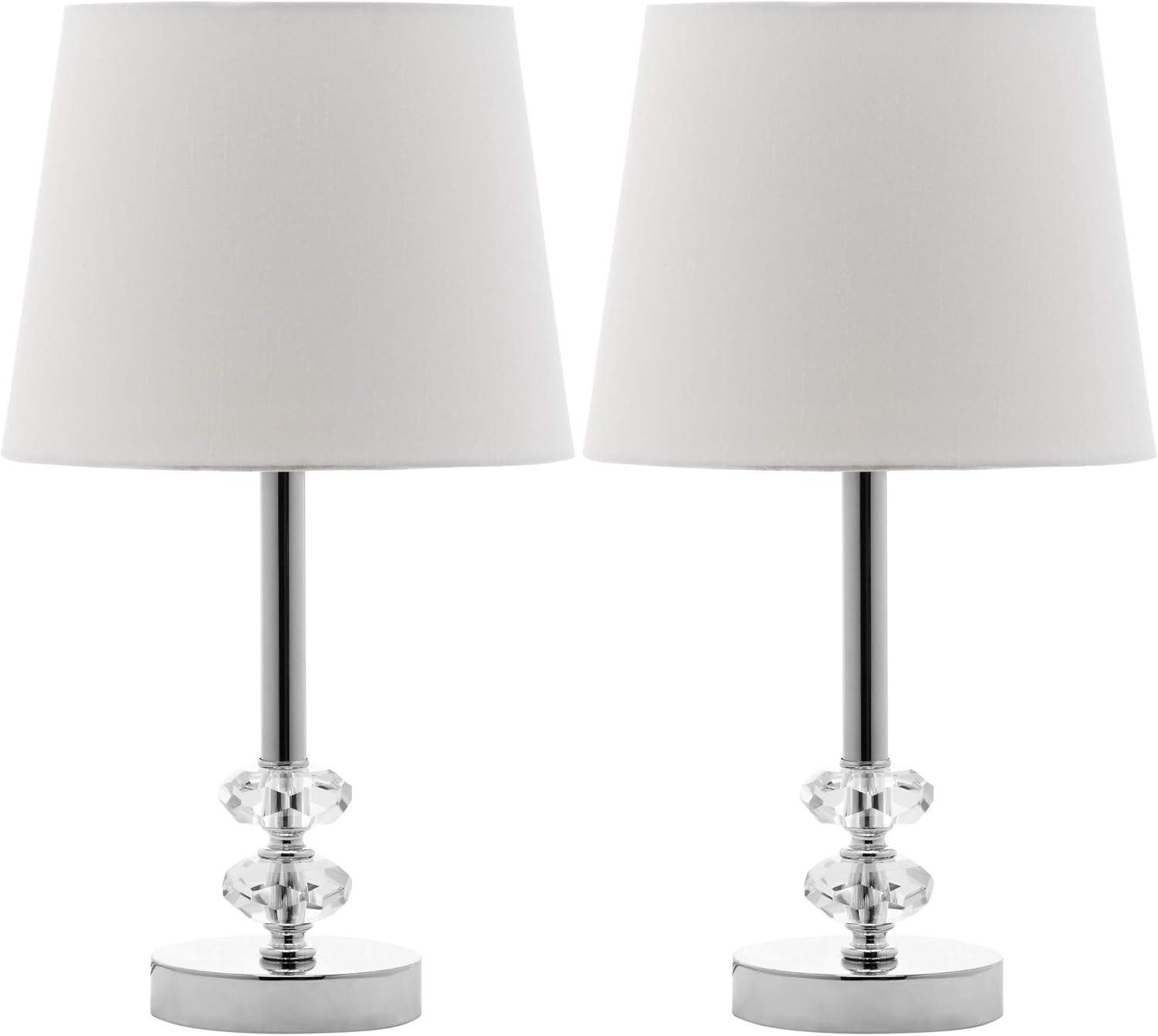 Ashford Clear Crystal Orb Table Lamp Set with White Shade