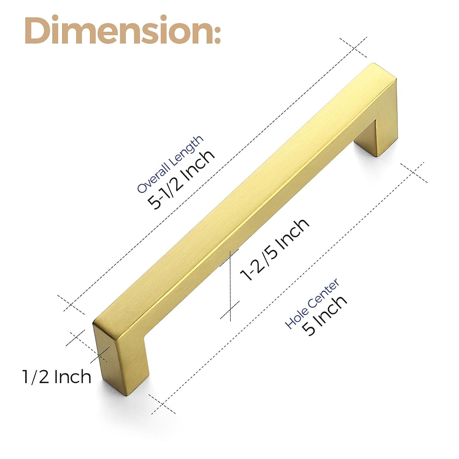 Ravinte 30 Pack 5 Inch Stainless Steel Cabinet Handles Square Cabinet Pulls Brushed Brass Cabinet Hardware Kitchen Cabinet Drawer Pulls Come with Screwdriver