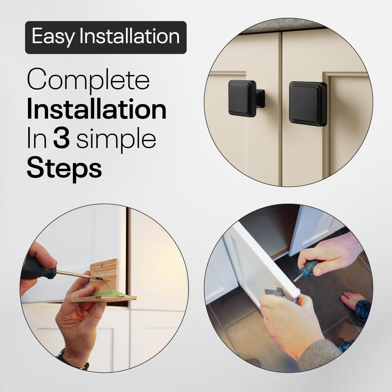 Single Hole Drawer Knobs - 10 Pack Black Cabinet Knobs - Square Dresser Knobs Dresser Handles Closet Door Knobs - Kitchen Cabinet Knobs - Cabinet Hardware