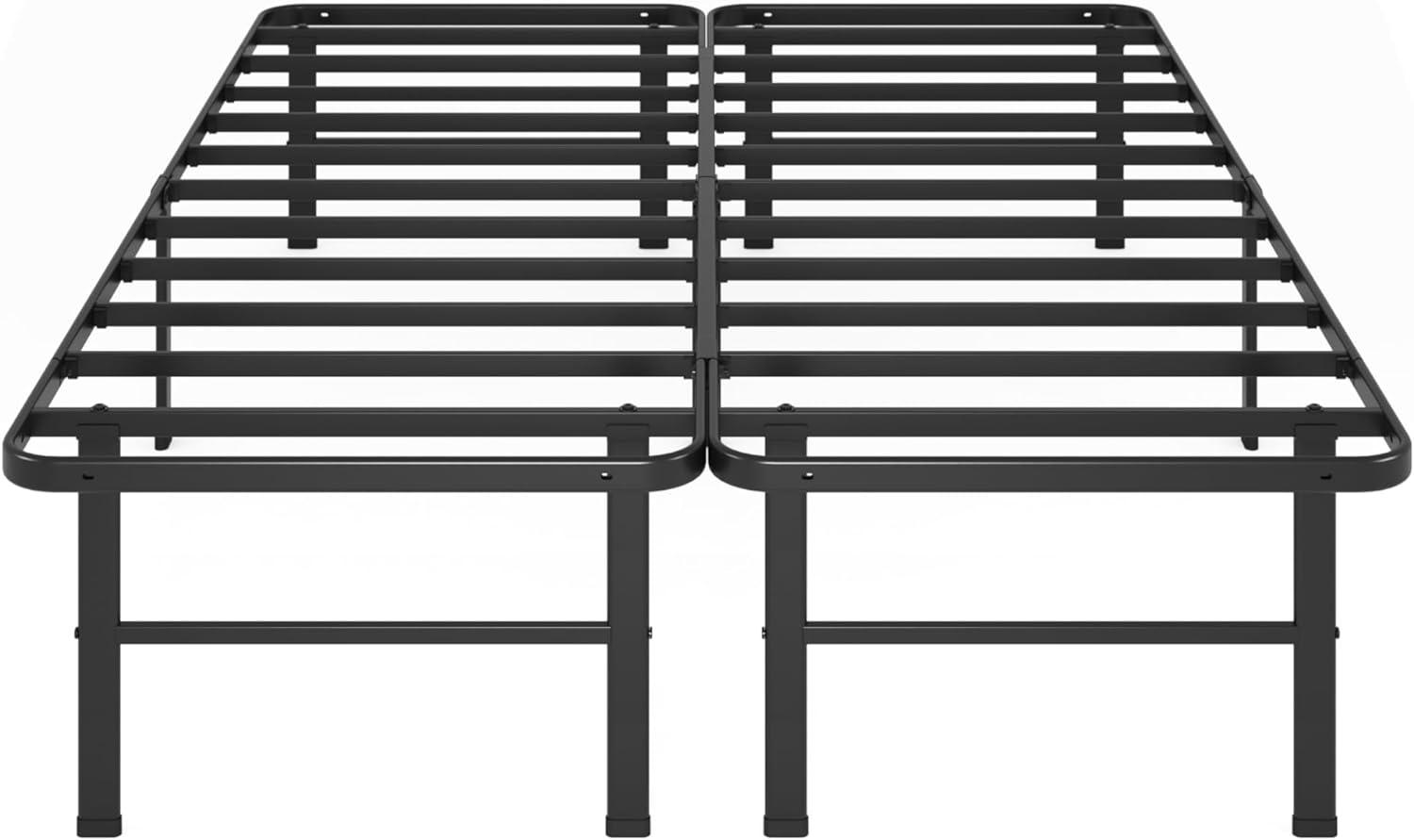 Black Painted Metal Queen Bed Frame with Slats