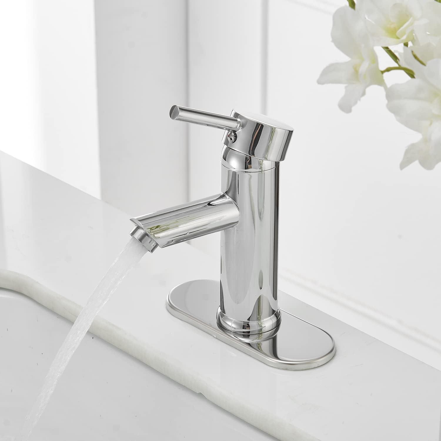 Polished Chrome Single Handle Deck Mount Bathroom Faucet