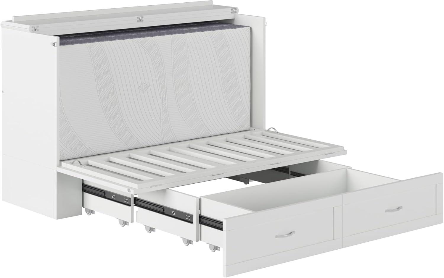 Hamilton Murphy Bed Chest Queen White with Charging Station