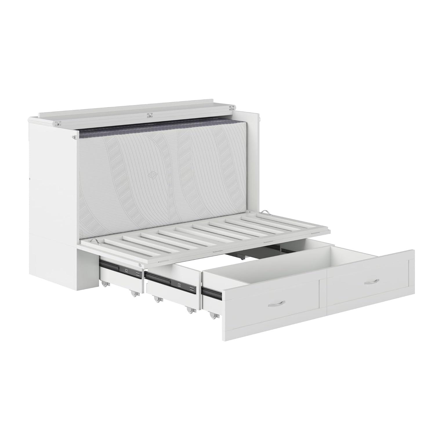 Hamilton Murphy Bed Chest Queen White with Charging Station