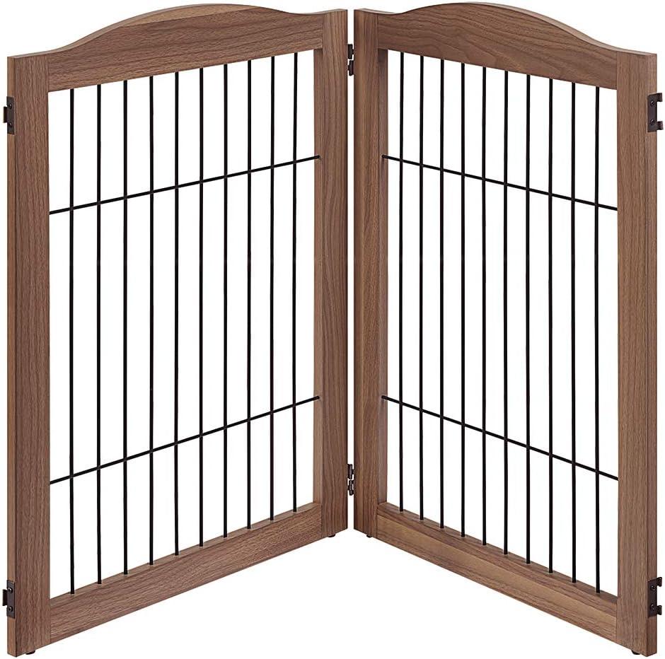 unipaws Extension Kit with Wood and Wire 2 Panels, Walnut