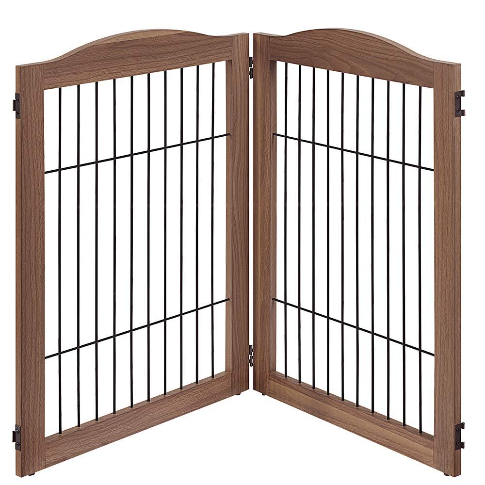 unipaws Extension Kit with Wood and Wire 2 Panels, Walnut