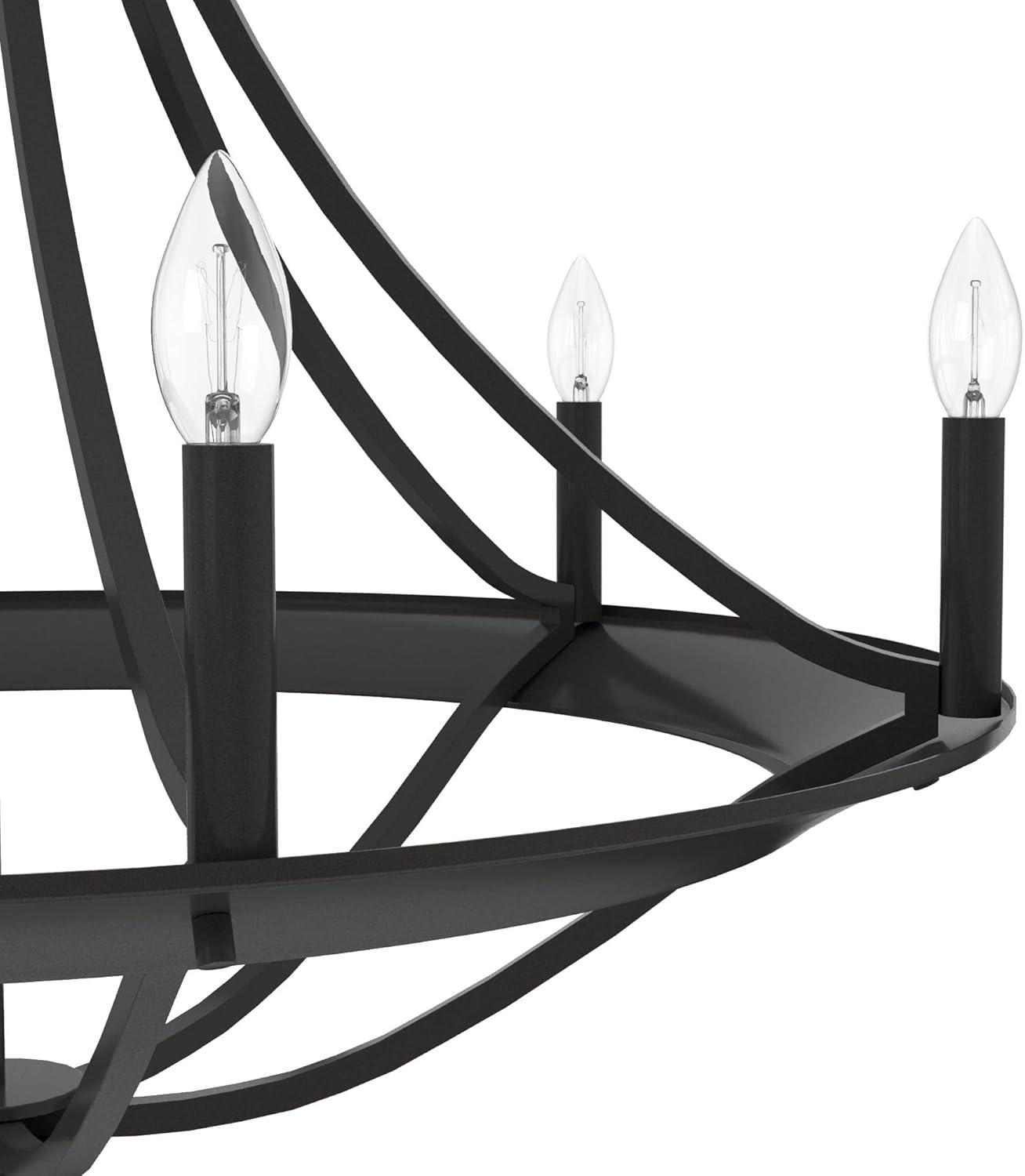 Hunter - Perch Point 6-light Noble Bronze, Large Chandelier, Dimmable, Casual Style, Empire Shaped, for Bedrooms, Kitchens, Dining, Living Rooms - 19414