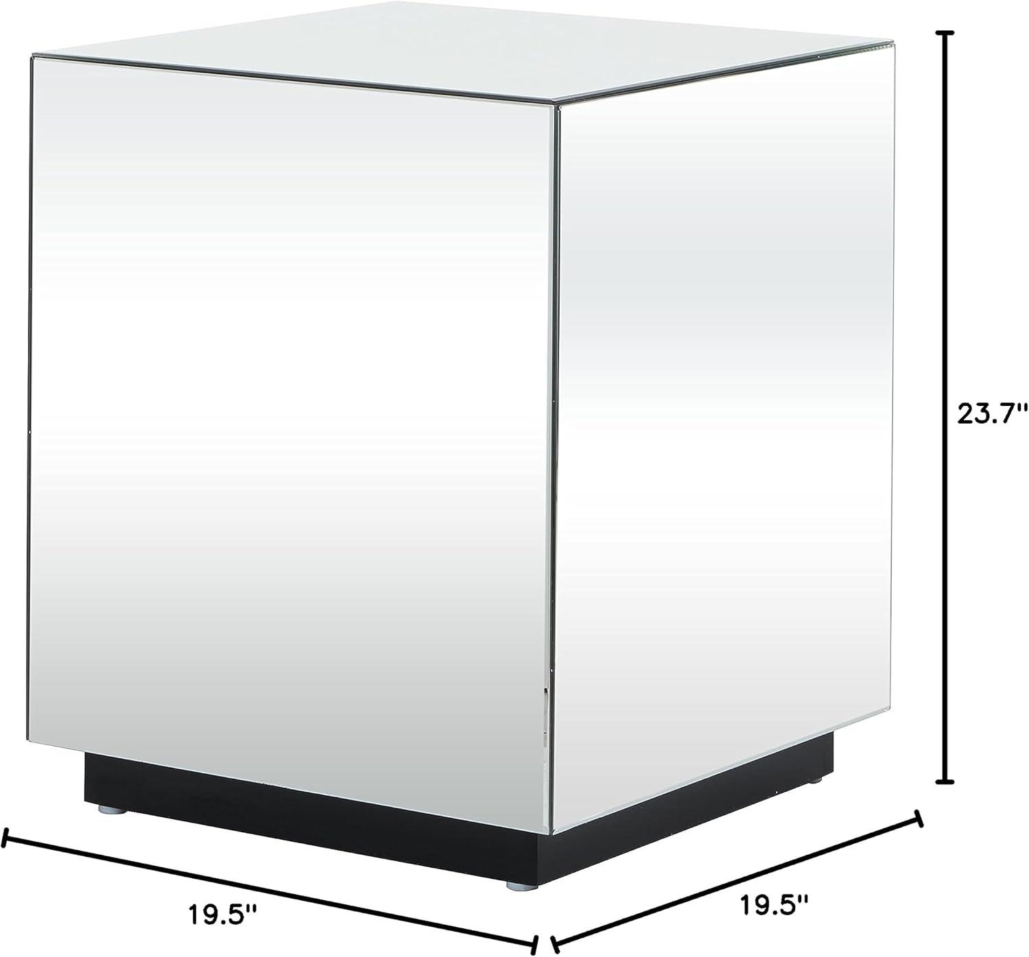 DecMode 20" x 24" Silver Glass Mirrored Accent Table, 1-Piece