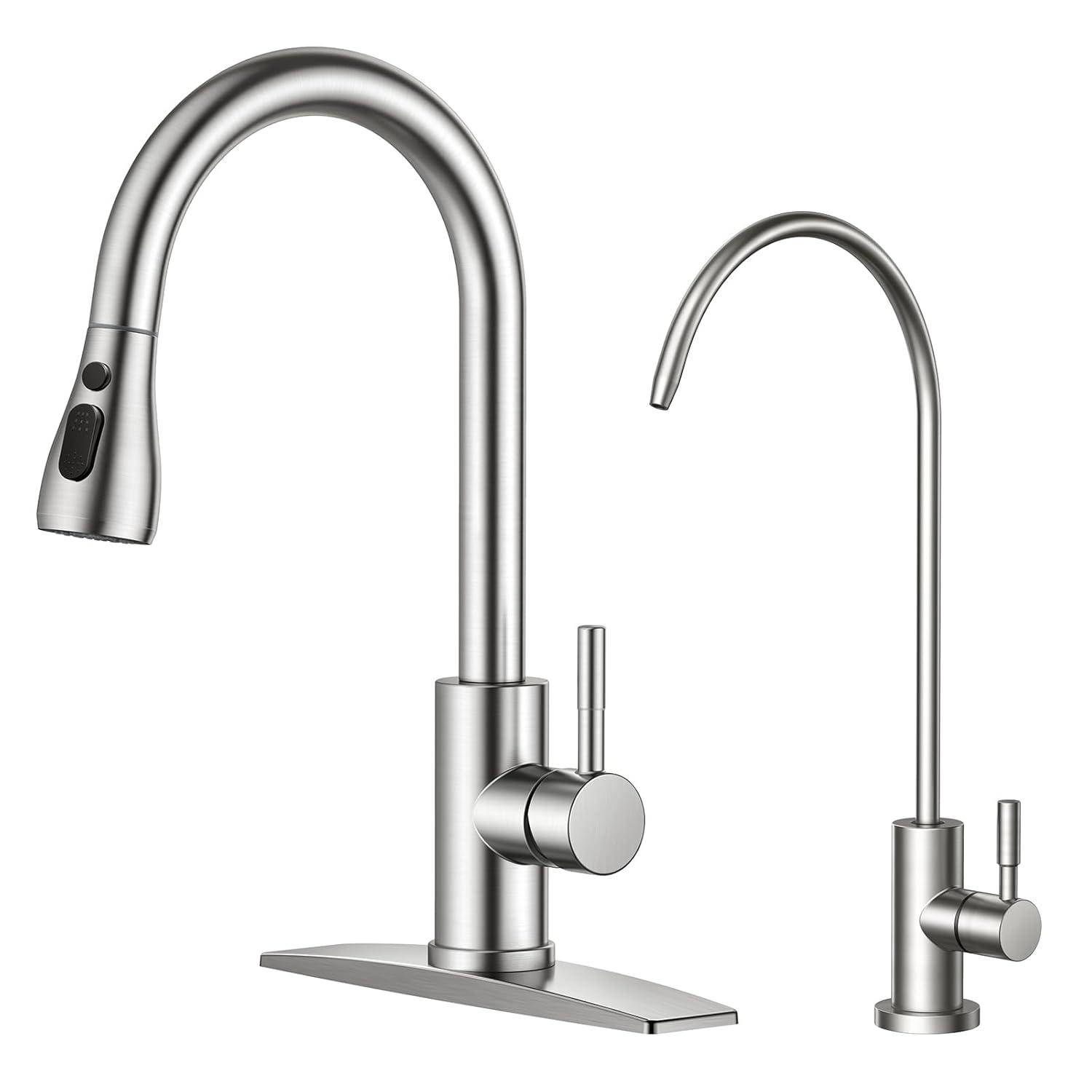 ARCORA ARCORA Stainless Steel Pull-Down Kitchen Faucet and Water Filter Faucet Combo AR7100301-L