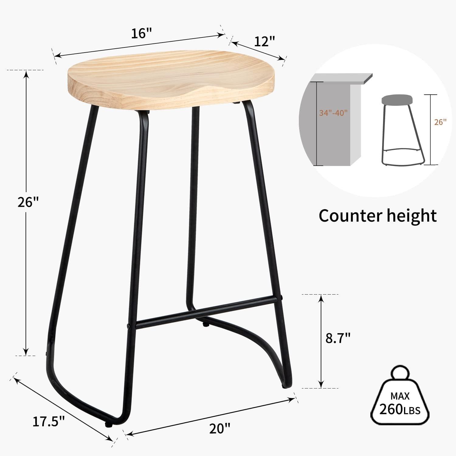 Burlywood Saddle Seat Backless Metal Counter Stools, Set of 3