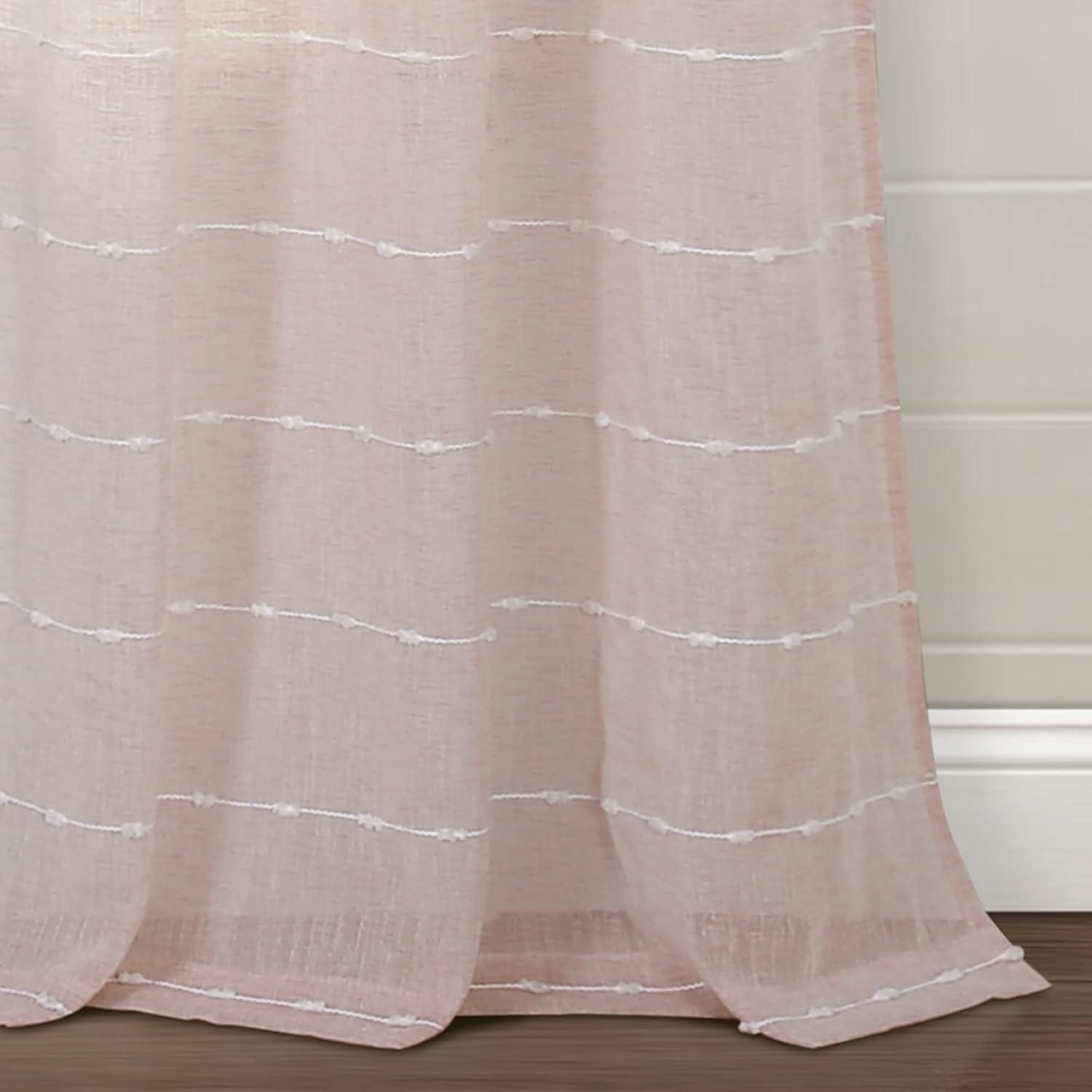 Farmhouse Textured Sheer Polyester Sheer Curtain Pair