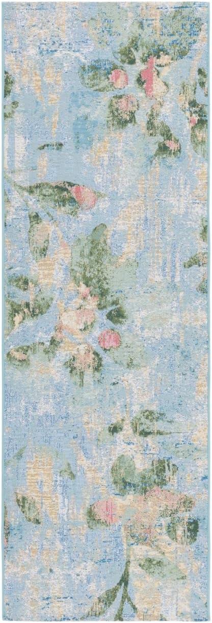 Barbados BAR522 Power Loomed Indoor and Outdoor Area Rug - Light Blue/Green - 5'3"x7'6" - Safavieh.