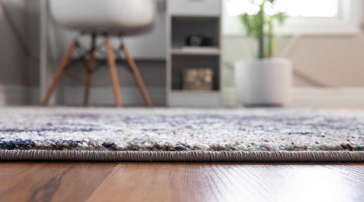 Unique Loom 2' 0 x 6' 0 Trellis Frieze Geometric Blue Multi Area Rug
