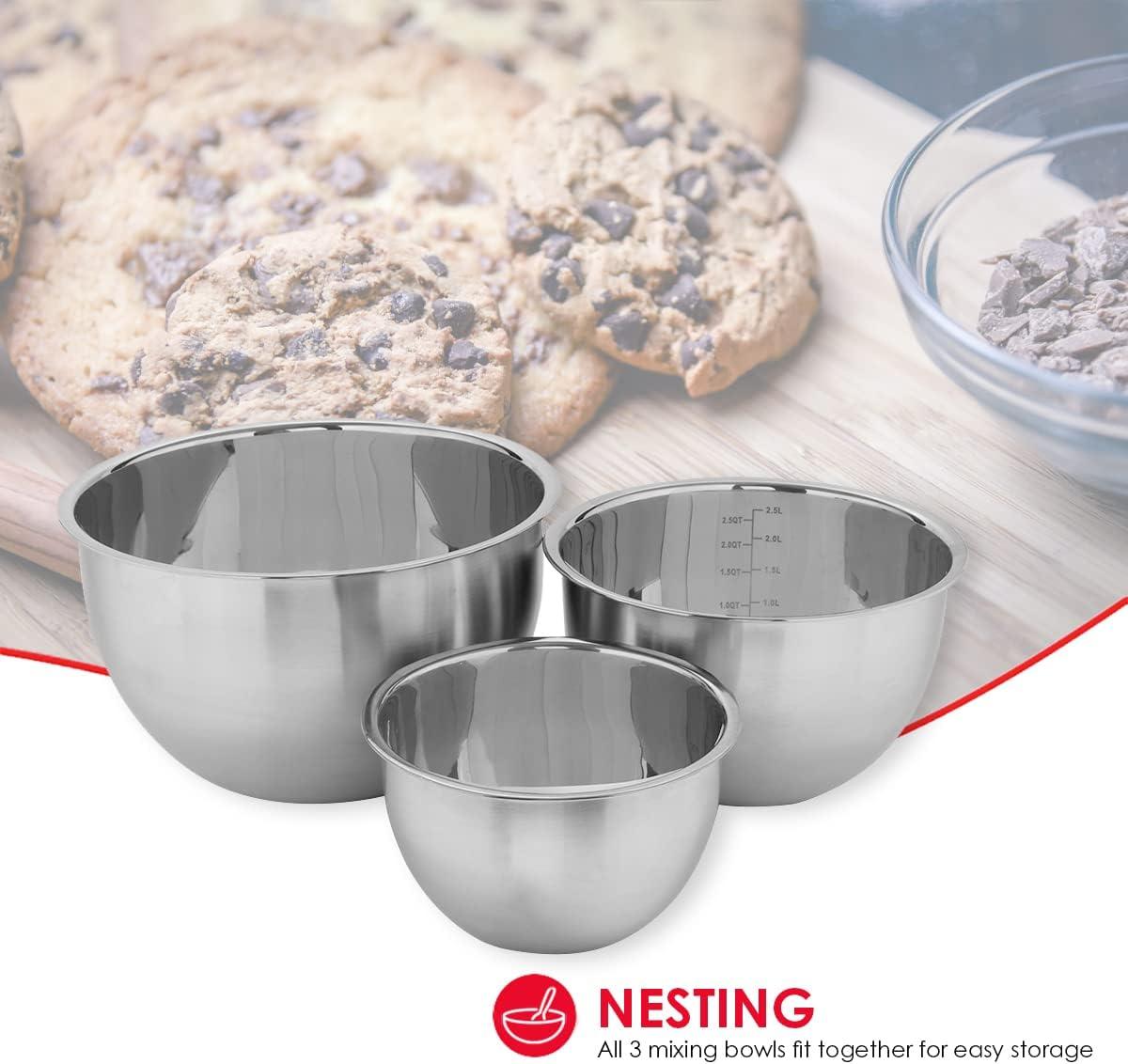 Stainless Steel Nesting Mixing Bowls Set with Measurement Indicators