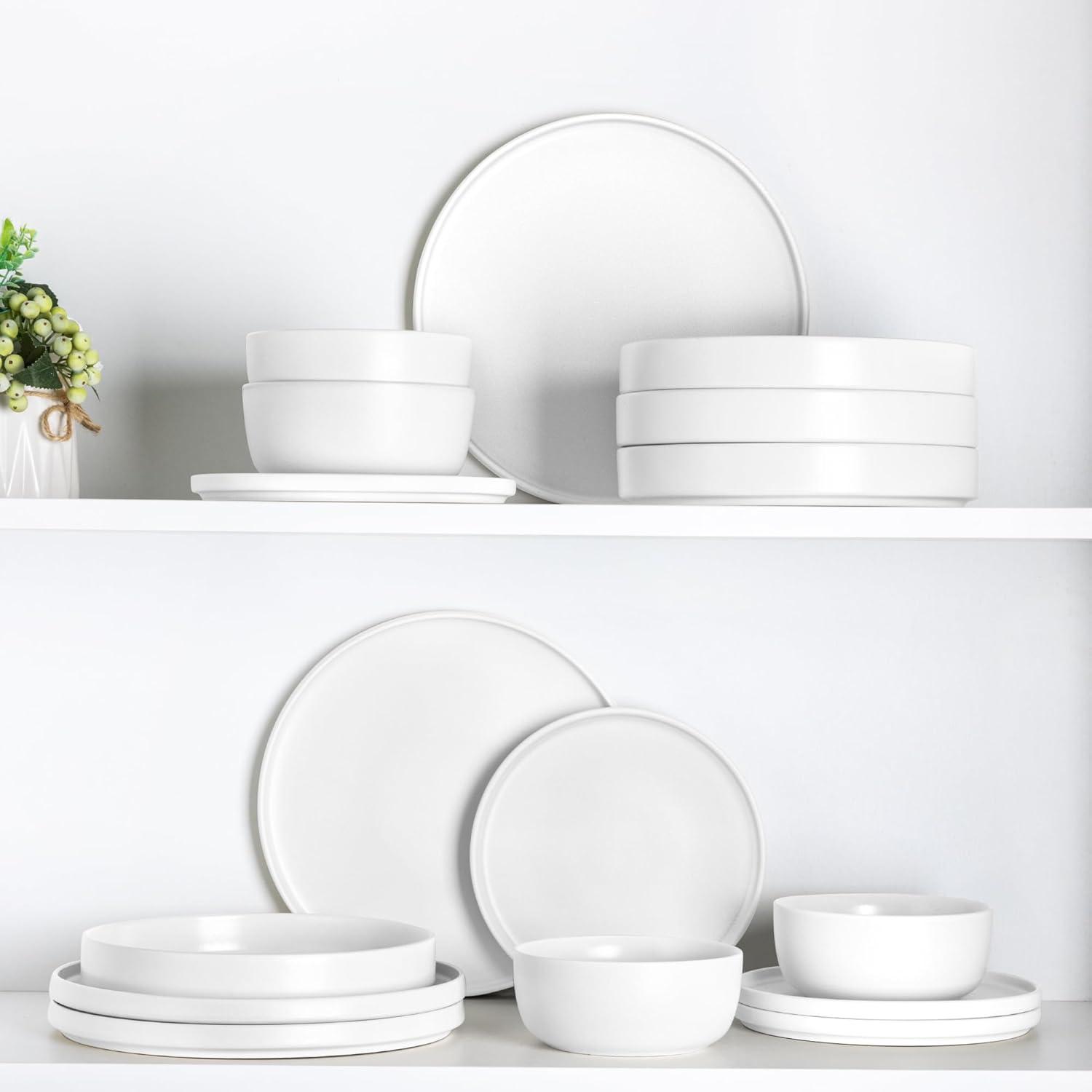 over&back Stackable 16-Piece Semi Hand-Finished Stoneware Dinnerware Set